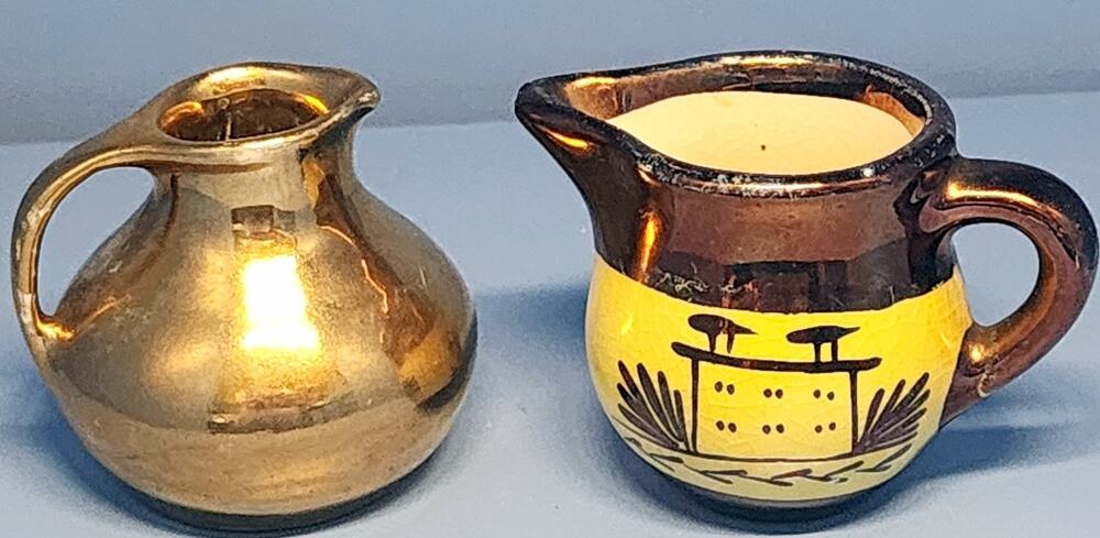 2" Copper Lustre Creamer Jug Set Of 2 Small Mini See Pictures
